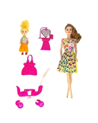 Anlily Bebek Arabalı Aksesuarlı Oyuncak Bebek