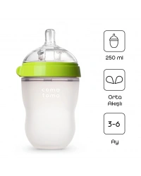 Antikolik Silikon Biberon 250 ml 3-6 Ay Yeşil