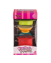 ATF-683G-5 Renkli Raflı Tencere Tava  Seti 7 Parça -Vardem Oyuncak