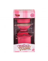 ATF-683G-6 Raflı Pembe Tencere Tava Seti 7 Parça NessiWorld