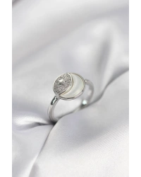 Ay Yıldız Model Gümüş Renk Zirkon Taşlı Kadın Yüzük