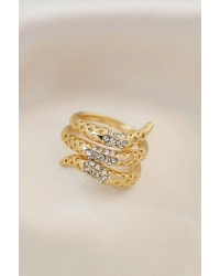 Ayarlamalı Altın Renk Metal Zirkon Taşlı Yüzük