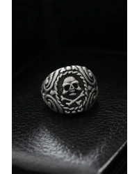 Ayarlanabilir Desenli Kurukafa Model Erkek Yüzük