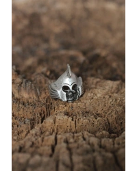 Ayarlanabilir Miğferli Kuru Kafa Tasarımlı Erkek Yüzük