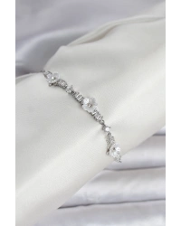 Baget Zirkon Taşlı Çiçek Model Gümüş Renk Asansörlü Kadın Bileklik