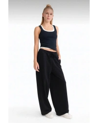 Barrel Fit Beli Bağcıklı Geniş Paça Eşofman Altı