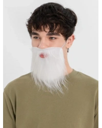 Beyaz Kırçıllı Arkadan Lastikli Beyaz Takma Sakal Yetişkin Çocuk Uyumlu