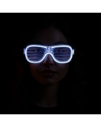 Beyaz Led Işıklı Parti Gözlüğü - Neon Glow Şerit Gözlük 3 Modlu