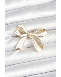 Beyaz Renk Fiyonk Model Broş