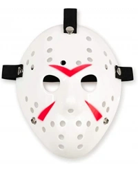 Beyaz Renk Kırmızı Çizgili Tam Yüz Hokey Jason Maskesi Hannibal Maskesi