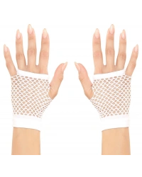 Beyaz Renk Kısa Boy Fileli Örgü Eldiven