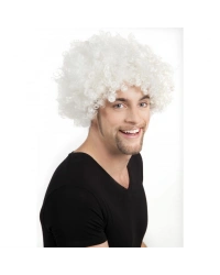 Beyaz Renk Kıvırcık Afro Bonus Peruk