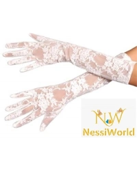 Beyaz Renk Orta Boy Dantelli Eldiven