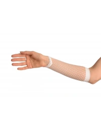 Beyaz Renk Parmak Arası File Örgü Eldiven 26 cm