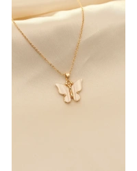 Beyaz Sedefli Kelebek Figürlü Kadın Kolye