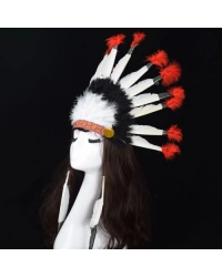 Beyaz Tüylü Siyah Kırmızı Büyük Hintli Kızılderili Başlığı