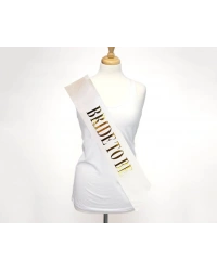 Beyaz Üzeri Altın Büyük Bride To Be Yazılı Simli Işıltılı Kuşak Kemer 10x80 cm