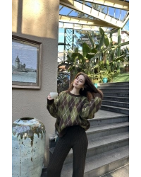 BİSİKLET YAKA BAKLAVA DESEN TRIKO KAZAK