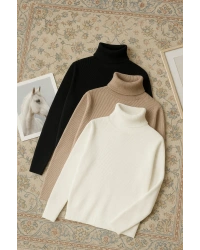 Boğazlı Kazak 3’lü Hazır Paket Mevsimlik Kurtarıcı Parça Pamuklu Balıkçı Yaka Slim fit