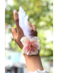 Bride to be Nedime Gelin Bilekliği Tüy ve İnci Boncuk Detaylı Somon Renkli Bekarlığa Veda Partisi Bilekliği 10 Adet