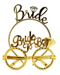 Bride Yazılı Taç ve Bride To Be Yazılı Gözlü Seti Altın Renk  NessiWorld
