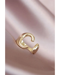 C Harfli Altın Renk Ayarlamalı Metal Kadın Yüzük