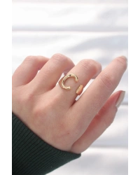 C Harfli Altın Renk Ayarlanabilir Yüzük