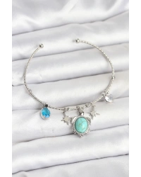 Caretta Caretta Charmlı Gümüş Renk Kadın Bileklik