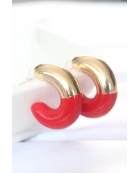 CCB Kırmızı Gold Çift Renk Küpe