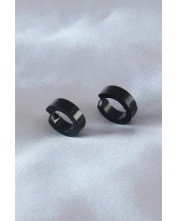 Çelik Siyah Renk Sıkıştırmalı Erkek Küpe