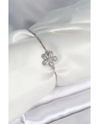 Çiçek Model Asansörlü Gümüş Renk Kadın Bileklik