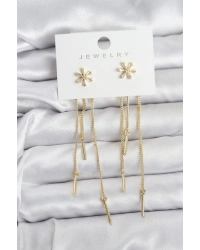 Çiçek Model Gold Pirinç Sallantılı Kadın Küpe