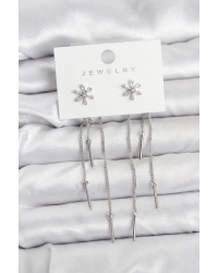 Çiçek Model Gümüş Pirinç Sallantılı Kadın Küpe