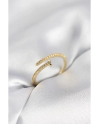 Çivi Model Zirkon Taşlı Gold Renk Kadın Yüzük