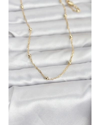 CM 14K Gold Renk Burgu ve Top Zincirli Model 60 cm Kadın Kolye