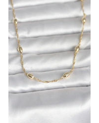 CM 14K Gold Renk Burgu Zincirli Damla Topçuk Model 45 cm Kadın Kolye
