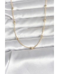 CM 14K Gold Renk Damla Topçuk Model Zincirli 60 cm Kadın Kolye