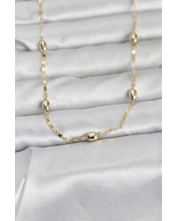 CM 14K Gold Renk Damla Topçuklu Zincir Model 60 cm Kadın Kolye