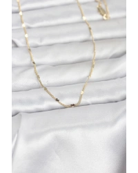 CM 14K Gold Renk Ezme Kalp Detaylı 60 cm Zincir Kadın Kolye