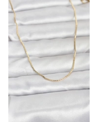 CM 14K Gold Renk İnce Kare Zincirli Model 60 cm Kadın Kolye