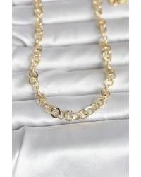 CM 14K Gold Renk Kalın Halka Zincirli 60 cm Kadın Kolye