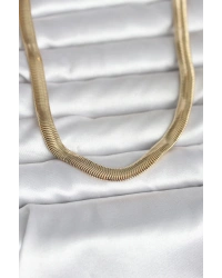 CM 14K Gold Renk Kalın Yassı Yılan Zincir Model 45 cm Kadın Kolye