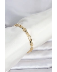 CM 14K Gold Renk Kalın Zincir Model Kadın Bileklik