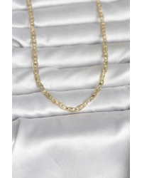 CM 14K Gold Renk Lazer Kesim Zincirli Model 60 cm Kadın Kolye