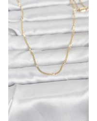CM 14K Gold Renk Lazer Puntalı Model 60 cm Kadın Kolye