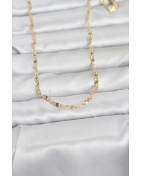 CM 14K Gold Renk Lazerli Gemici Zincir Model 60 cm Kadın Kolye