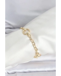 CM 14K Gold Renk Lazerli Halka Model Kadın Bileklik