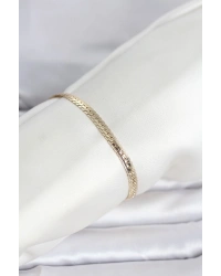 CM 14K Gold Renk Lazerli Yassı Zincir Model Kadın Bileklik