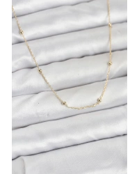 CM 14K Gold Renk Minik Top Zincirli Kadın Kolye