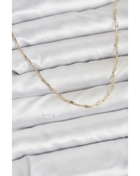 CM 14K Gold Renk Pirinç Ataç Zincir 60 cm Kadın Kolye